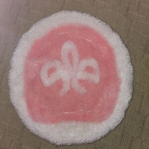 Vintage Toilet Seat Cover Fleur-di-lis Design Pink White‎ Round 1970s